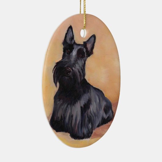 Scottish Terrier Dog Art Ornament Oval (Rechts)