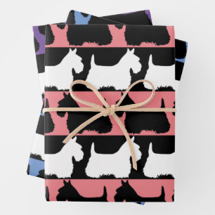 Scottish Terrier dog Black/red/white, strepen Than Inpakpapier Vel