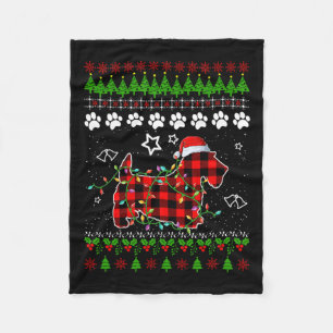 Scottish Terrier Dog Funny Xmas Ugly Sweater Chris Fleece Deken