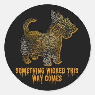 Scottish Terrier Dog Silhouette Fun Halloween Ronde Sticker