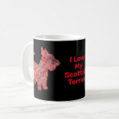 Scottish Terrier Dog Silhouette Red Grid Koffiemok (Voorkant links)