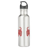 Scottish Terrier Dog Silhouette Red Grid Waterfles (Achterkant)