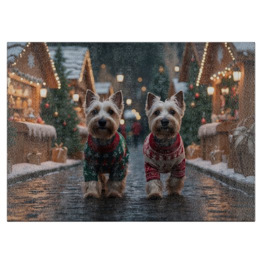 Scottish Terrier Dogs Christmas Snow Holiday Snijplank (Voorkant)