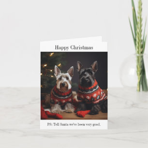 Scottish Terrier Dogs Happy Christmas Kaart