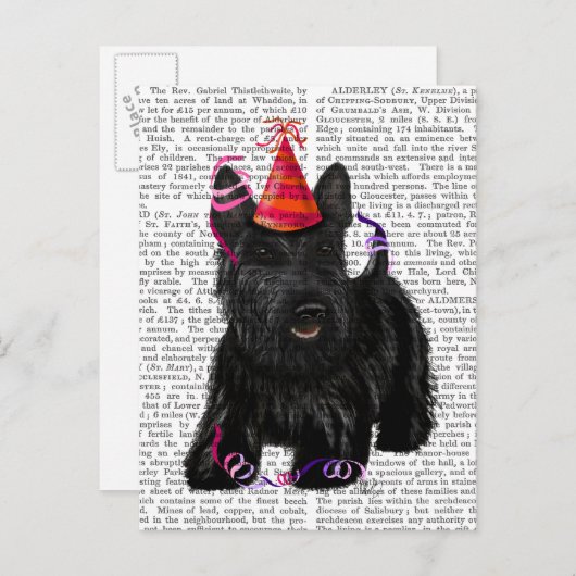 Scottish Terrier en Party Pet Briefkaart (Voorkant / Achterkant)