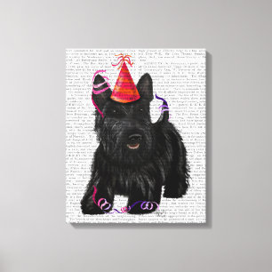 Scottish Terrier en Party Pet Canvas Afdruk