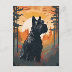 Scottish Terrier Forest zonsondergang Briefkaart