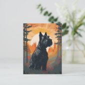 Scottish Terrier Forest zonsondergang Briefkaart (Staand voorkant)