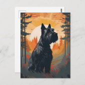 Scottish Terrier Forest zonsondergang Briefkaart (Voorkant / Achterkant)