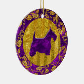 Scottish Terrier Gold Paars Keramisch Ornament (Rechts)