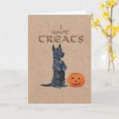 Scottish Terrier Halloween Wenskaart Kaart (Gele Bloem)