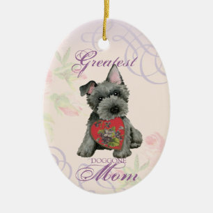 Scottish Terrier Heart Mam Ceramic Ornament