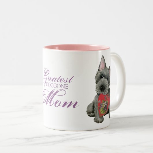 Scottish Terrier Heart Mam Two-Tone Coffee Mok (Voorkant rechts)