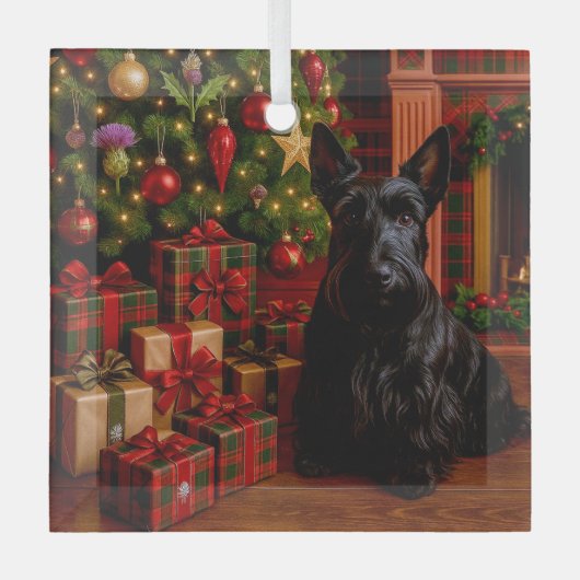 Scottish Terrier Holiday Glas Ornament (Voorkant)