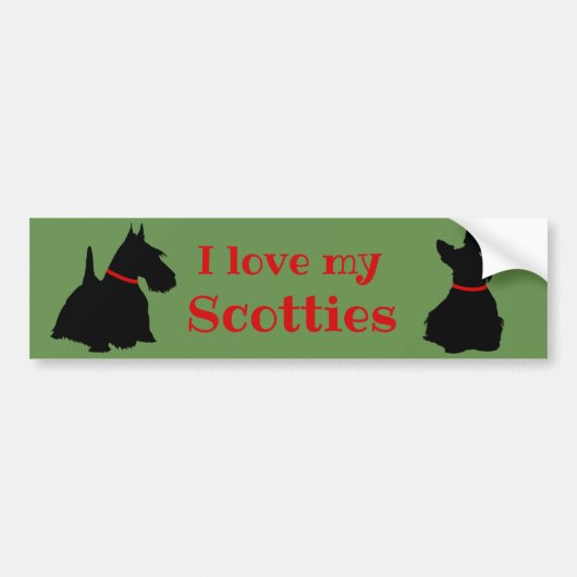 Scottish Terrier, ik hou van mijn Scotties/black Bumpersticker (Voorkant)