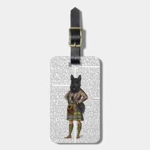 Scottish Terrier in Kilt Bagagelabel