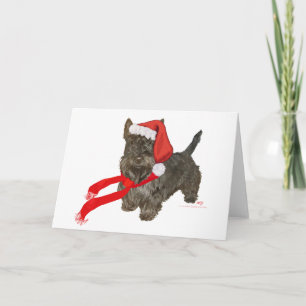 Scottish Terrier is Santa's Helper Feestdagen Kaart