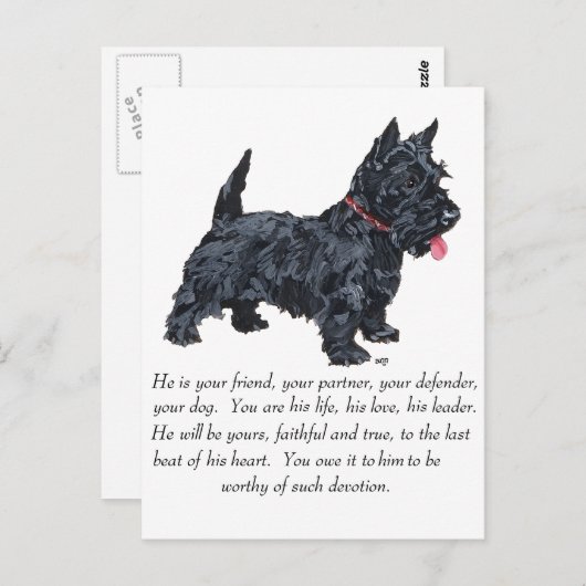 Scottish Terrier Keepomwille - MALE Dog Briefkaart (Voorkant / Achterkant)