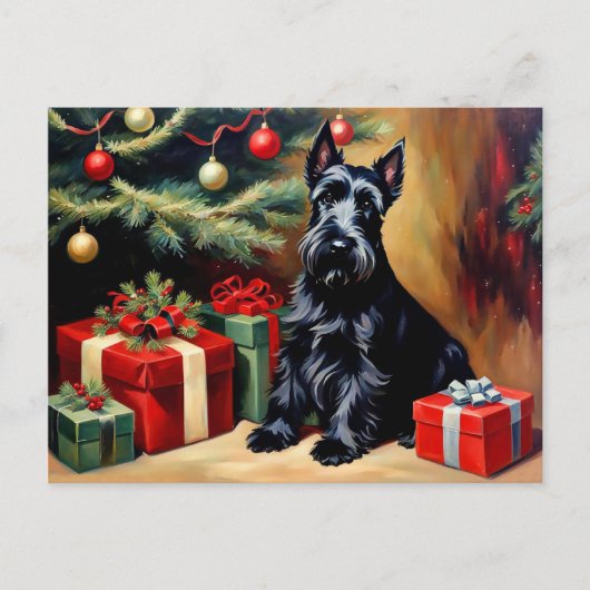 Scottish Terrier Kerstmis Briefkaart (Voorkant)