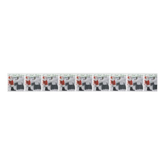 Scottish Terrier Kerstmis Grosgrain Lint (Voorkant)