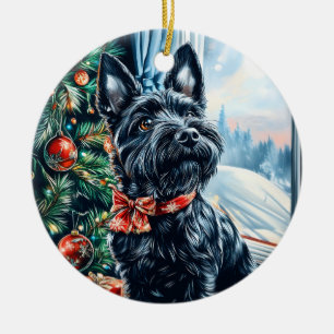 Scottish Terrier Kerstmis Keramisch Ornament
