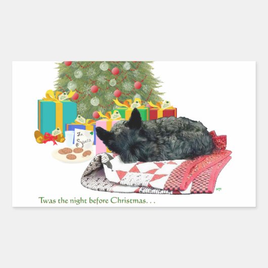 Scottish Terrier Kerstmis Nap Rechthoekige Sticker (Voorkant)