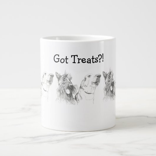 Scottish Terrier Labrador Friends Ink Drawing Extra Grote Beker (Voorkant)