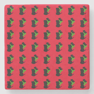 Scottish Terrier Merry Kerstry Stenen Onderzetter