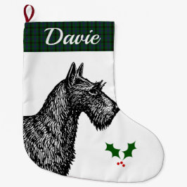Scottish Terrier met Clan Davidson Tartan Grote Kerstsok