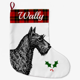 Scottish Terrier met Clan Wallace Tartan Grote Kerstsok
