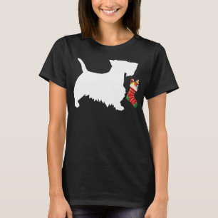 Scottish Terrier met kerststooking Stuffer Scotti T-shirt