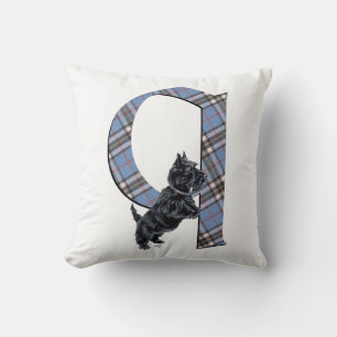 Scottish Terrier Monogram Q Coussin