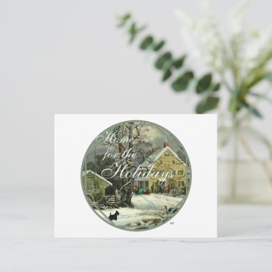 Scottish Terrier Old Fashioned Winter Feestdagenkaart (Staand voorkant)