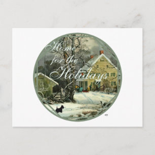 Scottish Terrier Old Fashioned Winter Feestdagenkaart