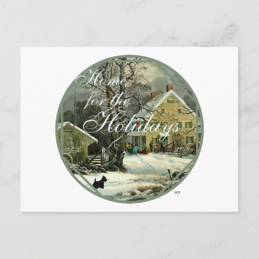 Scottish Terrier Old Fashioned Winter Feestdagenkaart (Voorkant)