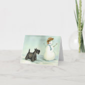 Scottish Terrier ontmoet Snowman Dog Art Note Card Bedankkaart (Voorkant)