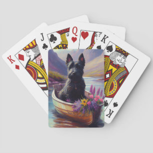 Scottish Terrier op een peddel: Een Schilderachtig Pokerkaarten