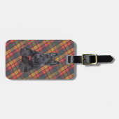 Scottish Terrier op Tartan Bagagelabel (Voorkant horizontaal)