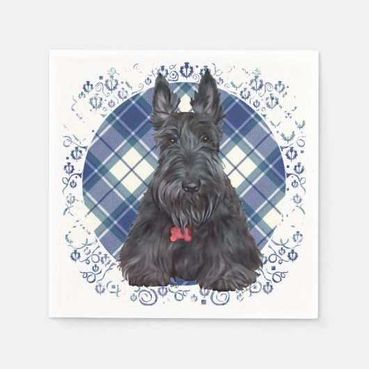 Scottish Terrier op Tartan Servetten (Voorkant)
