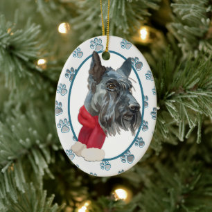 Scottish Terrier Paw Print Border Keramisch Ornament