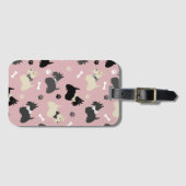 Scottish Terrier Paws and Bones Pink Bagagelabel (Voorkant (horizontaal))