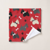 Scottish Terrier Paws and Bones Red (Gant de toilette)