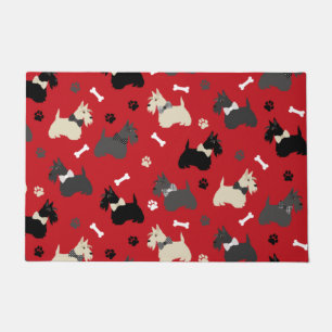 Scottish Terrier Paws and Bones Red Deurmat