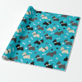 Scottish Terrier Paws and Botten Blue Cadeaupapier (Uitgerold)