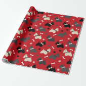 Scottish Terrier Paws and Botten Red Cadeaupapier (Uitgerold)