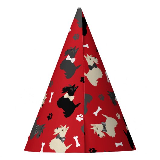 Scottish Terrier Paws and Botten Red Feesthoedjes (Achterkant)