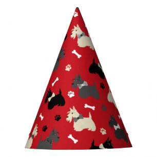 Scottish Terrier Paws and Botten Red Feesthoedjes