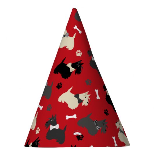 Scottish Terrier Paws and Botten Red Feesthoedjes (Rechts)