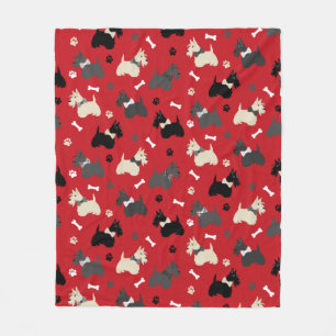Scottish Terrier Paws and Botten Red Fleece Deken