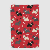 Scottish Terrier Paws and Botten Red Golfhanddoek (Voorkant)
